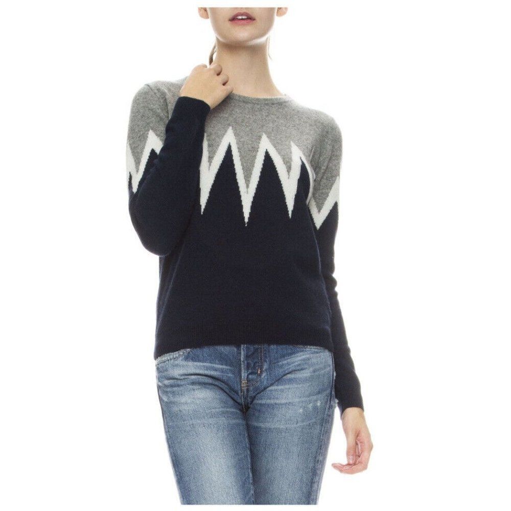 JUMPER 1234 Starburst Cashmere Sweater Black Gray White Colorblock US 12